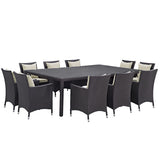 Convene 11 Piece Outdoor Patio Dining Set in Espresso Beige