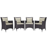 Convene 4 Piece Outdoor Patio Dining Set in Espresso Beige