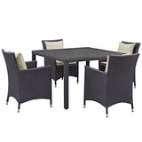 Convene 5 Piece Outdoor Patio Dining Set in Espresso Biege