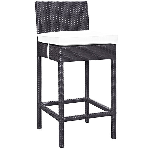 LIFT OUTDOOR PATIO FABRIC BAR STOOL IN ESPRESSO WHITE