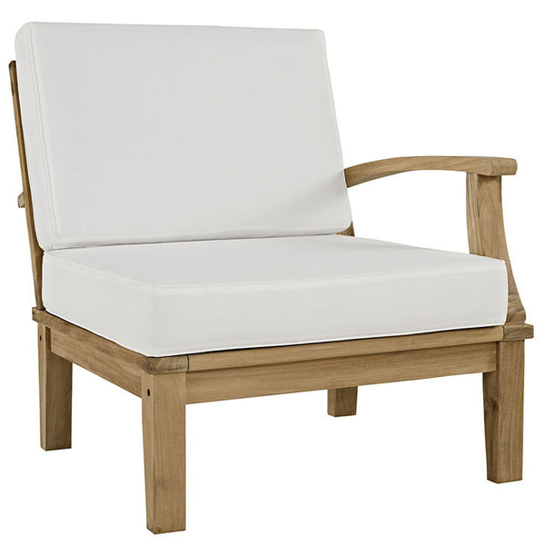 MARINA OUTDOOR PATIO TEAK LEFT-FACING SOFA IN NATURAL WHITE