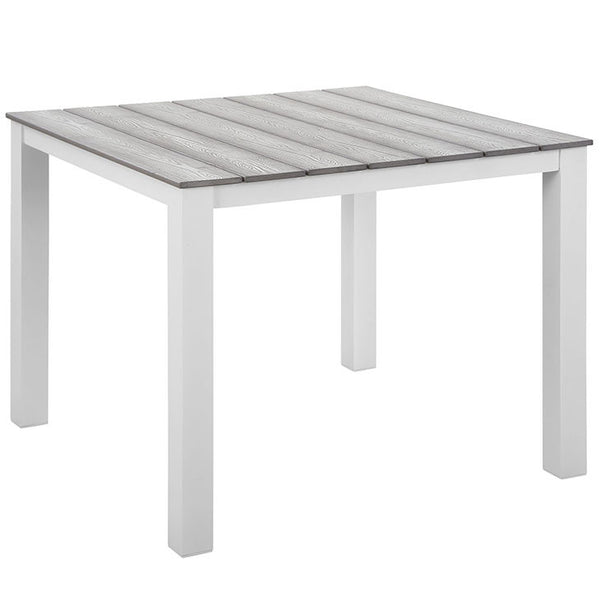 Maine 40" Outdoor Patio Dining Table in White Light Gray