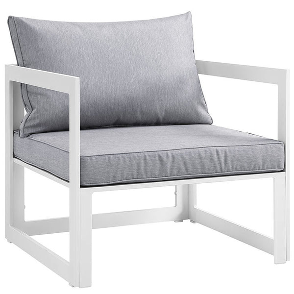 FORTUNA OUTDOOR PATIO ARMCHAIR IN WHITE GRAY