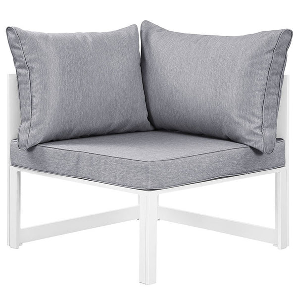 FORTUNA CORNER OUTDOOR PATIO ARMCHAIR IN WHITE GRAY