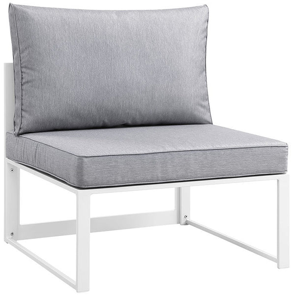 FORTUNA ARMLESS OUTDOOR PATIO SOFA IN WHITE GRAY