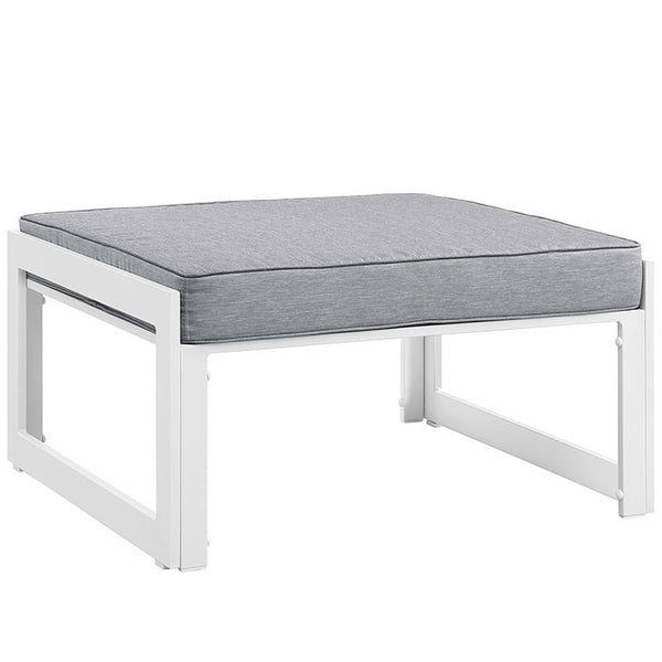 FORTUNA OUTDOOR PATIO OTTOMAN IN WHITE GRAY