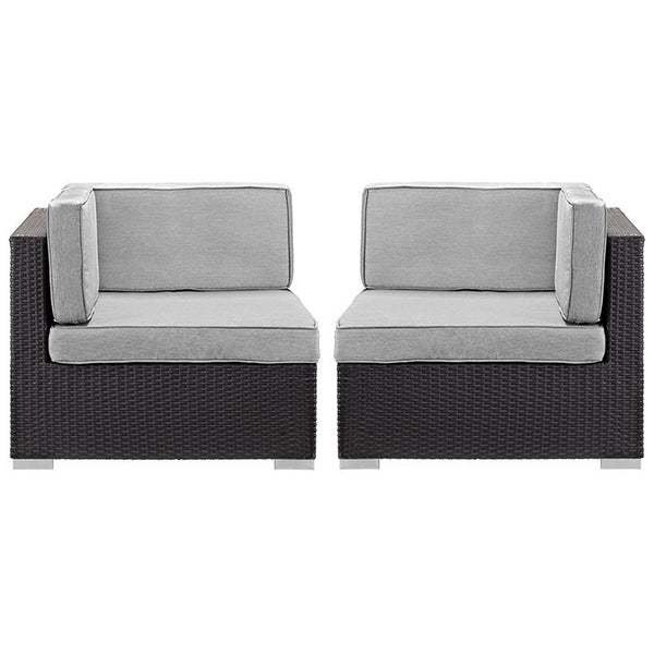 GATHER CORNER SECTIONAL OUTDOOR PATIO SET OF TWO IN ESPRESSO GRAY