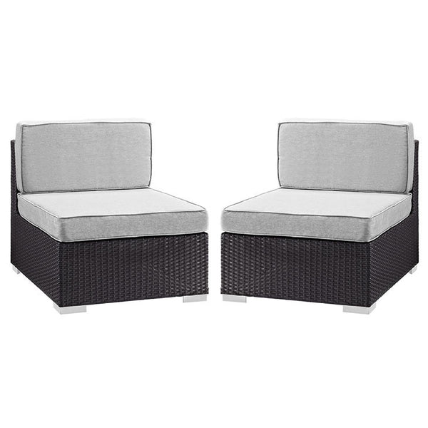 GATHER ARMLESS CHAIR OUTDOOR PATIO SET OF TWO IN ESPRESSO GRAY