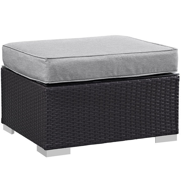 GATHER OUTDOOR PATIO OTTOMAN IN ESPRESSO GRAY