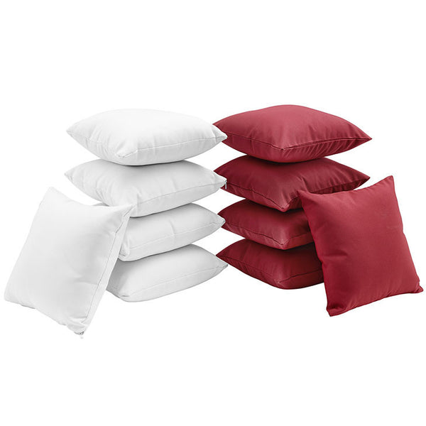 GATHER TEN PIECE PILLOW SET IN WHITE RED