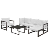 FORTUNA 6 PIECE OUTDOOR PATIO SECTIONAL SOFA SET IN BROWN WHITE