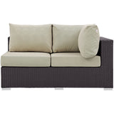 Convene Outdoor Patio Right Arm Loveseat in Espresso Beige