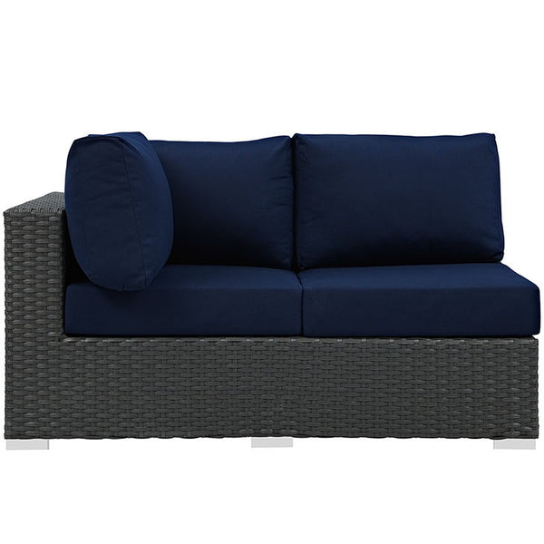 Sojourn Outdoor Patio Left Arm Loveseat in Sunbrella® Canvas Navy