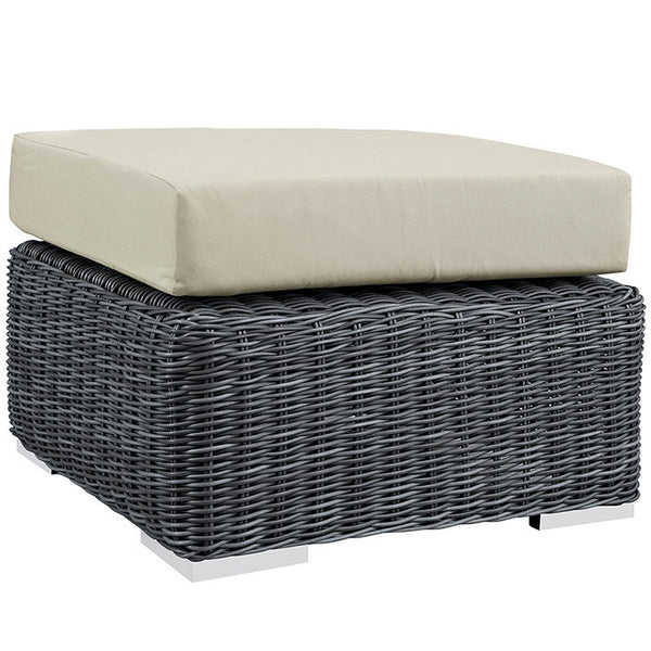 SUMMON OUTDOOR PATIO OTTOMAN IN SUNBRELLA® CANVAS ANTIQUE BEIGE