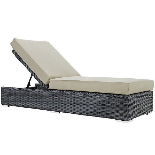 SUMMON OUTDOOR PATIO CHAISE LOUNGE IN SUNBRELLA® CANVAS ANTIQUE BEIGE