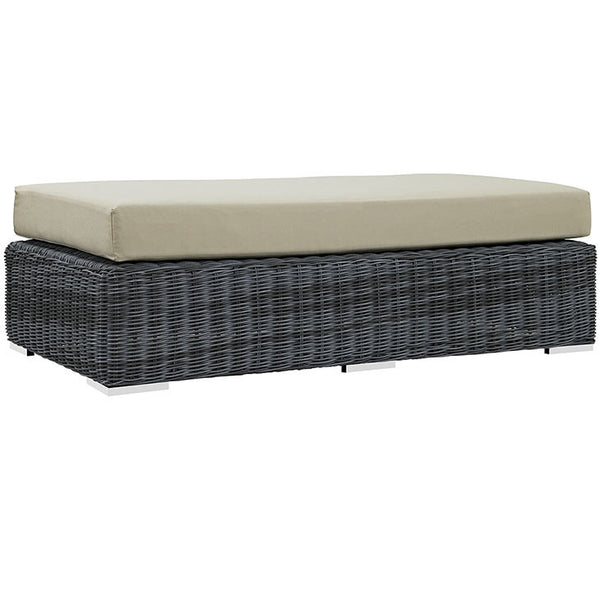 SUMMON OUTDOOR PATIO RECTANGLE OTTOMAN IN SUNBRELLA® CANVAS ANTIQUE BEIGE