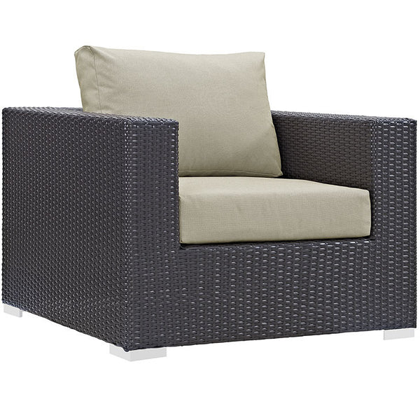 CONVENE OUTDOOR PATIO ARMCHAIR IN ESPRESSO BEIGE