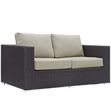 Convene Outdoor Patio Loveseat in Espresso Beige