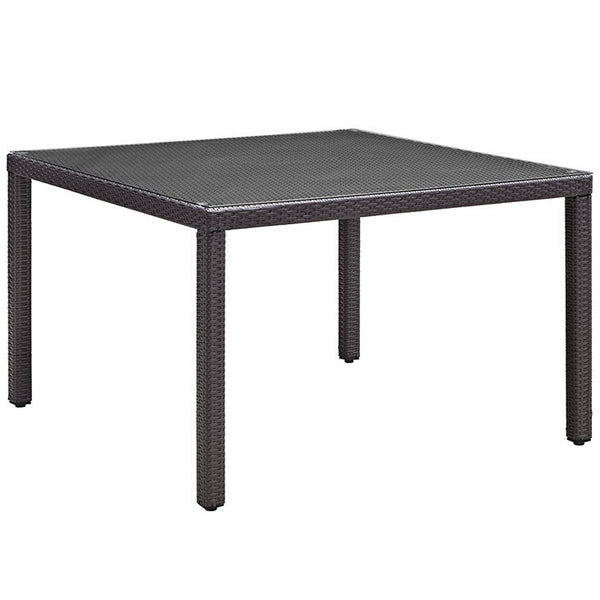 Convene 47" Square Outdoor Patio Glass Top Dining Table in Espresso