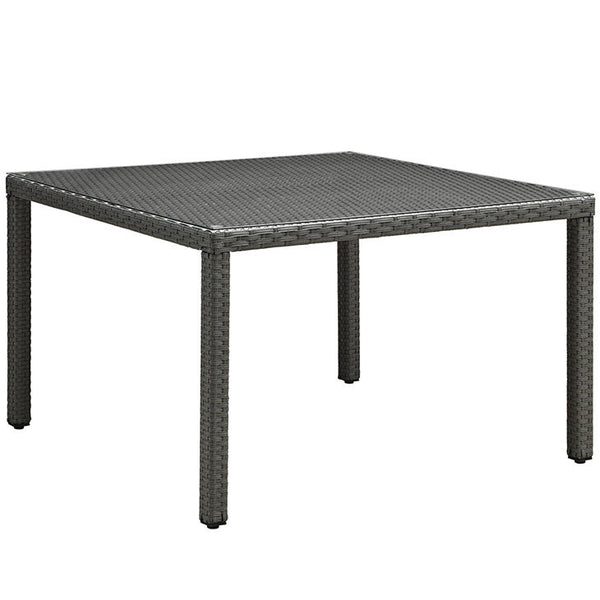 SOJOURN 47" SQUARE OUTDOOR PATIO GLASS TOP DINING TABLE IN CHOCOLATE