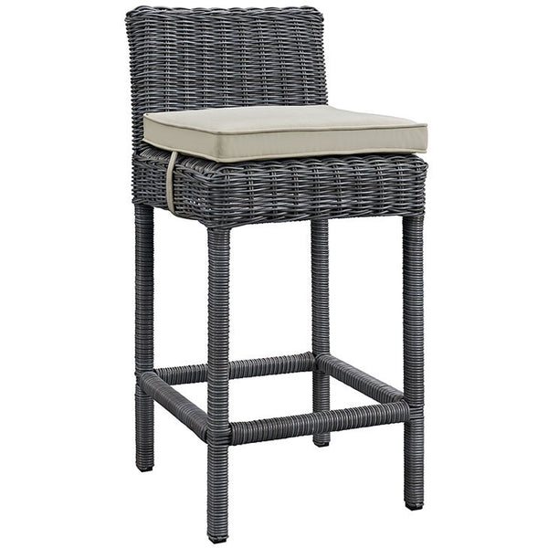 SUMMON OUTDOOR PATIO BAR STOOL IN SUNBRELLA® ANTIQUE CANVAS BEIGE