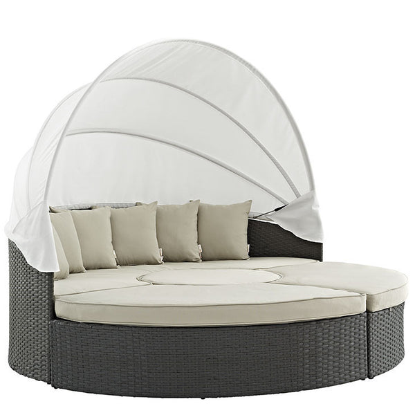 SOJOURN OUTDOOR PATIO DAYBED IN SUNBRELLA® ANTIQUE CANVAS BEIGE