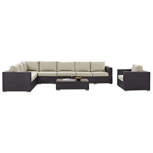 CONVENE 7 PIECE OUTDOOR PATIO SECTIONAL SET IN ESPRESSO BEIGE