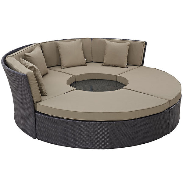 CONVENE CIRCULAR OUTDOOR PATIO DAYBED SET IN ESPRESSO MOCHA