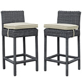 Summon 2 Piece Outdoor Patio Pub Set in Sunbrella® Antique Canvas Beige