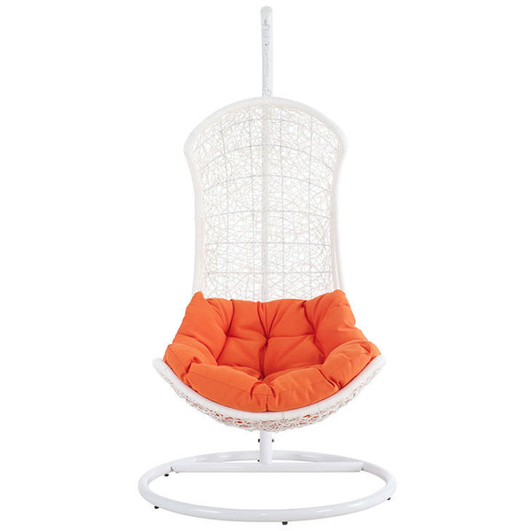 ENDOW SWING OUTDOOR PATIO LOUNGE CHAIR IN WHITE ORANGE