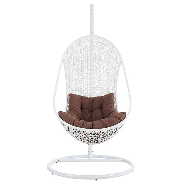 BESTOW SWING OUTDOOR PATIO LOUNGE CHAIR IN WHITE BROWN