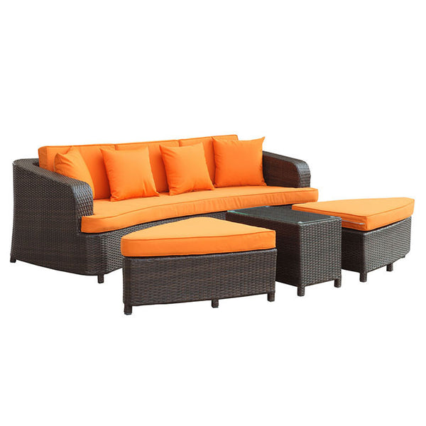 MONTEREY 4 PIECE OUTDOOR PATIO SOFA SET IN BROWN ORANGE